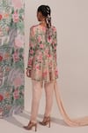 Shop_Mustard Moon by Neyha and Vrinda_Green Georgette, Modal Beads, Embroidery, Sequins V-neck Floral Kurta Set _at_Aza_Fashions