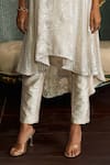 Mustard Moon by Neyha and Vrinda_Ivory Georgette, Silk Embroidery, Sequins Keyhole Neck Rhea Kurta Set _Online_at_Aza_Fashions