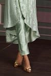 Shop_Mustard Moon by Neyha and Vrinda_Mint Georgette, Silk Sequins, Embroidery Round Neck Sage Kurta Set _Online_at_Aza_Fashions