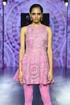 Shop_Megha Bansal_Pink Silk Organza Beads, Cut Work, Embroidery Round Neck Candy Kurta Set _Online_at_Aza_Fashions