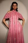 Shop_Megha Bansal_Pink Silk Organza Embroidery Open Neck Candy Kalidar Gown And Cape Set _Online_at_Aza_Fashions