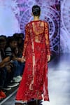 Shop_Megha Bansal_Red Chiffon, Tulle Sequins, Embroidery Round Neck Camellia Saree Set With Jacket _at_Aza_Fashions