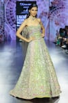 Megha Bansal_Multi Color Silk Organza Embroidery, Zari Satrangi Lehenga With Corset _Online_at_Aza_Fashions