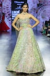 Buy_Megha Bansal_Multi Color Silk Organza Embroidery, Zari Satrangi Lehenga With Corset _at_Aza_Fashions