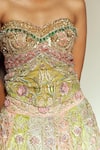 Shop_Megha Bansal_Multi Color Silk Organza Embroidery, Zari Satrangi Lehenga With Corset _Online_at_Aza_Fashions