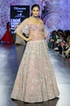 Shop_Megha Bansal_Rose Gold Organza, Tulle, Zari, Embroidery Floral Lehenga Set 