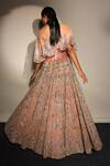 Shop_Megha Bansal_Rose Gold Organza, Tulle, Zari, Embroidery Floral Lehenga Set _at_Aza_Fashions