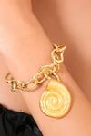 Buy_Arvino_Gold Plated Coral Shell Link Bracelet _at_Aza_Fashions
