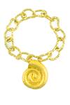 Shop_Arvino_Gold Plated Coral Shell Link Bracelet _at_Aza_Fashions