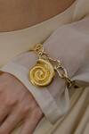 Shop_Arvino_Gold Plated Coral Shell Link Bracelet _Online_at_Aza_Fashions
