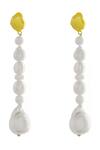 Arvino_Gold Plated Pearls Mishappened Danglers _Online_at_Aza_Fashions