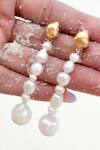 Shop_Arvino_Gold Plated Pearls Mishappened Danglers _at_Aza_Fashions