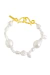 Shop_Arvino_Gold Plated Pearls Nebula Cloud Bracelet _at_Aza_Fashions