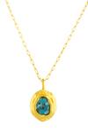 Arvino_Gold Plated Turquoise Mineral Pendant Necklace _Online_at_Aza_Fashions