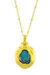 Buy_Arvino_Gold Plated Turquoise Mineral Pendant Necklace _Online_at_Aza_Fashions