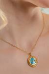 Buy_Arvino_Gold Plated Turquoise Mineral Pendant Necklace _at_Aza_Fashions