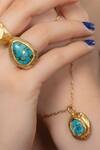 Arvino_Gold Plated Turquoise Mineral Pendant Necklace _at_Aza_Fashions