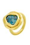 Arvino_Gold Plated Stones Turquoise Ocean Ring _Online_at_Aza_Fashions