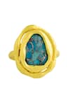 Shop_Arvino_Gold Plated Stones Turquoise Ocean Ring _at_Aza_Fashions