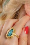 Buy_Arvino_Gold Plated Stones Turquoise Ocean Ring _at_Aza_Fashions