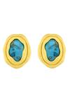 Shop Arvino Gold Plated Stones Turquoise Ocean Studs at Aza Fashions Shop_Arvino_Gold Plated Stones Turquoise Ocean Studs _at_Aza_Fashions