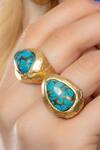 Arvino_Gold Plated Stones Turquoise Tide Ring _at_Aza_Fashions
