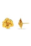 Shop_Arvino_Gold Plated Rose Bloom Studs _at_Aza_Fashions