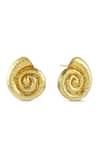 Shop_Arvino_Gold Plated Coral Shell Studs Earrings _at_Aza_Fashions