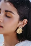 Buy_Arvino_Gold Plated Coral Shell Studs Earrings _at_Aza_Fashions
