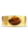 Arvino_Gold Plated Stones Tigers Eye Power Cuff _Online_at_Aza_Fashions