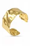 Shop_Arvino_Gold Plated Molten Solar Cuff Bracelet _at_Aza_Fashions