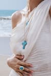 Buy_Arvino_Gold Plated Turquoise Faith Cross Necklace _at_Aza_Fashions