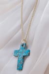 Buy_Arvino_Gold Plated Turquoise Faith Cross Necklace _Online_at_Aza_Fashions