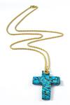 Shop_Arvino_Gold Plated Turquoise Faith Cross Necklace _at_Aza_Fashions