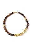 Shop_Arvino_Gold Plated Tiger's Eye Balance Necklace _at_Aza_Fashions