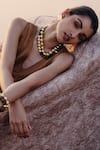 Buy_Arvino_Gold Plated Tiger's Eye Balance Necklace _Online_at_Aza_Fashions