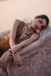 Buy_Arvino_Gold Plated Tiger's Eye Balance Bracelet _at_Aza_Fashions