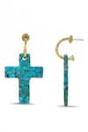Arvino_Turquoise Faith Cross Earrings _Online_at_Aza_Fashions