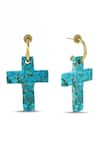 Shop_Arvino_Turquoise Faith Cross Earrings _at_Aza_Fashions
