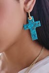 Buy_Arvino_Turquoise Faith Cross Earrings _at_Aza_Fashions