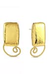 Shop_Arvino_Gold Plated Odyssey Twist Statement Earrings _at_Aza_Fashions