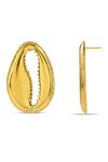 Arvino_Gold Plated Cabana Shell Statement Earrings _Online_at_Aza_Fashions