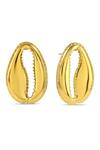Shop_Arvino_Gold Plated Cabana Shell Statement Earrings _at_Aza_Fashions
