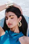 Buy_Arvino_Gold Plated Cabana Shell Statement Earrings _at_Aza_Fashions