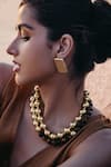 Shop_Arvino_Gold Plated Jetsetter Stud Earrings _Online_at_Aza_Fashions