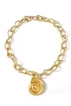 Shop_Arvino_Gold Plated Coral Shell Link Necklace _at_Aza_Fashions