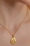 Arvino_Gold Plated Sacred Devotion Pendant Necklace _at_Aza_Fashions