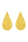 Shop_Arvino_Gold Plated Sacred Ripple Statement Earrings _at_Aza_Fashions