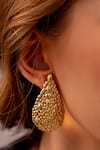 Arvino_Gold Plated Sacred Ripple Statement Earrings _at_Aza_Fashions