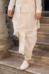 Seema Gujral_Ivory Silk Embroidery Raw Bundi Kurta Set _Online_at_Aza_Fashions